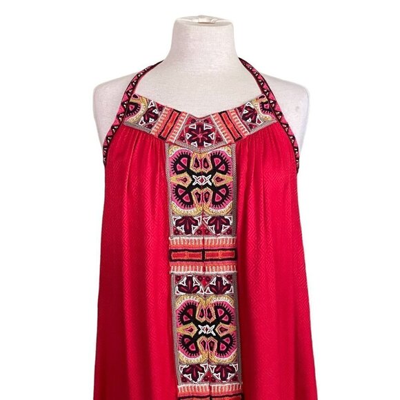 Calypso St Barth Dalbi Dress Womens Sz S Red Beaded Embroidered Tassel Boho Maxi - Picture 4 of 12